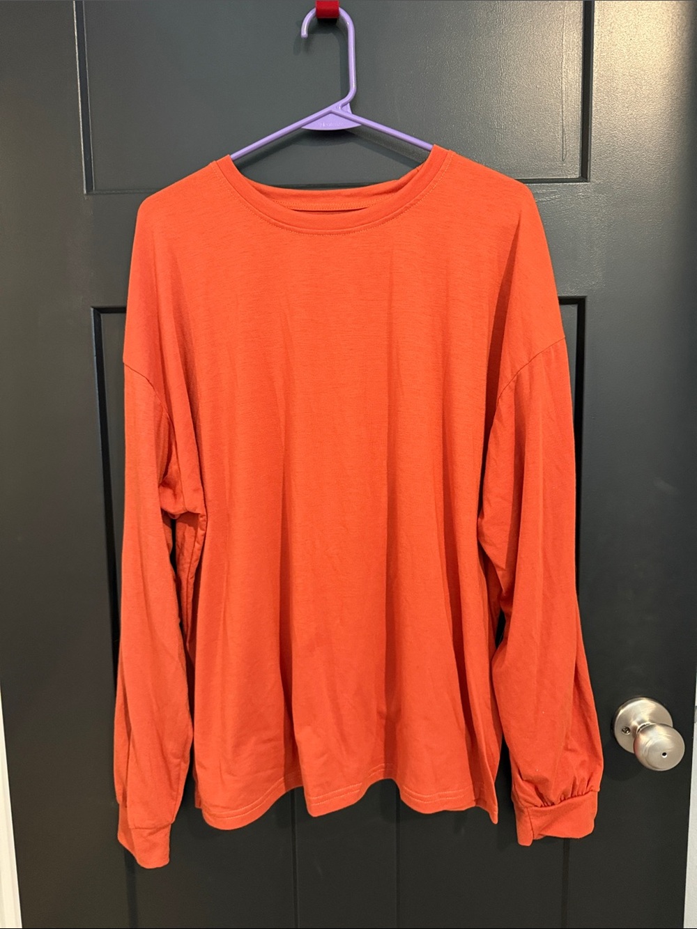 Men's Long Sleeve Crewneck Shirt - Orange